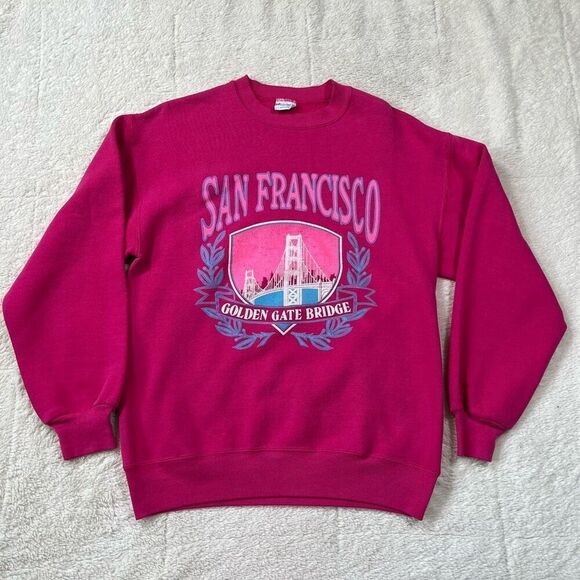 Vintage Vibrant San Francisco Golden Gate Bridge Women’s Crewneck Pullover Sweat - Picture 1 of 7